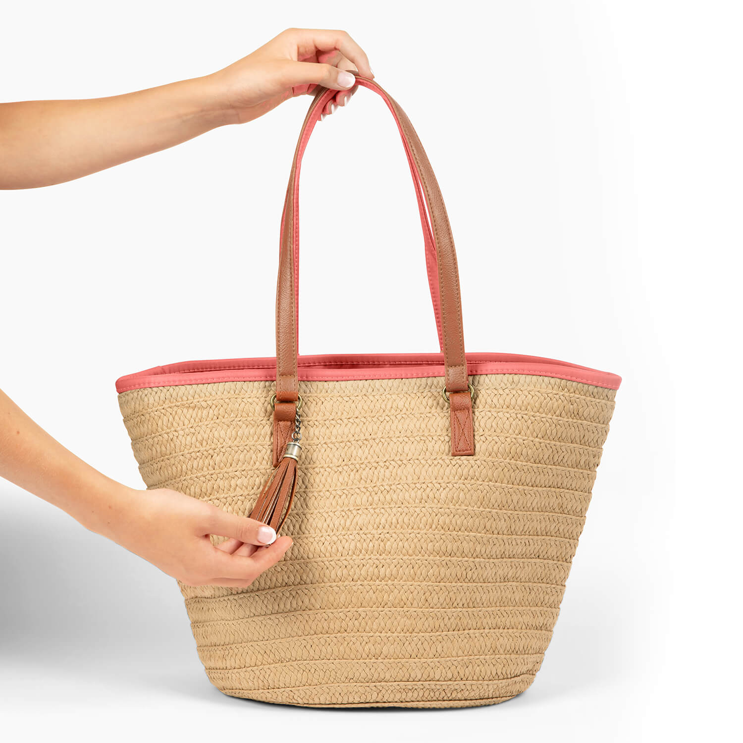 Hand-Woven Straw Shoulder Tote Handbag