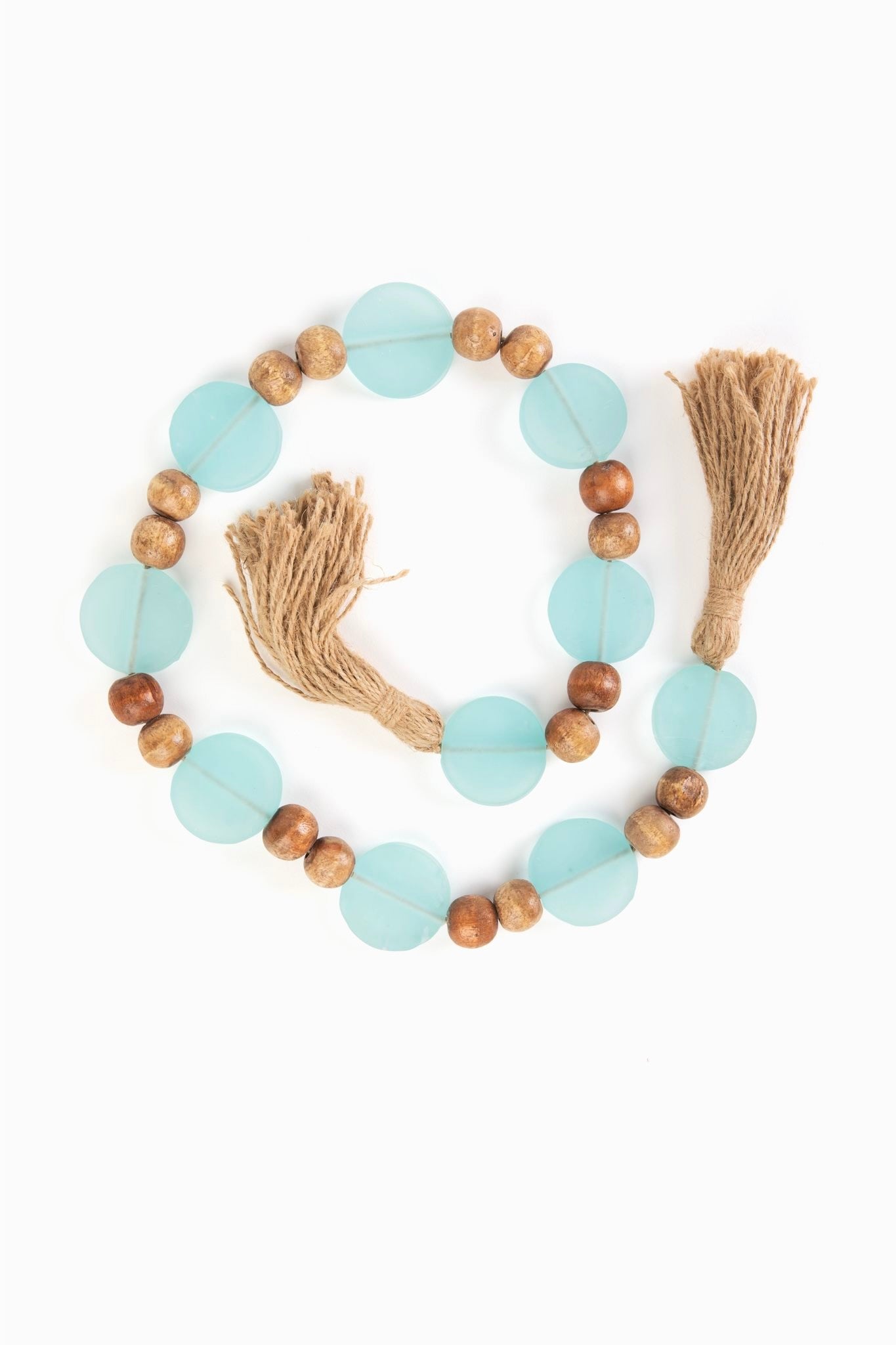 Seaglass & Natural Wooden Bead Garland