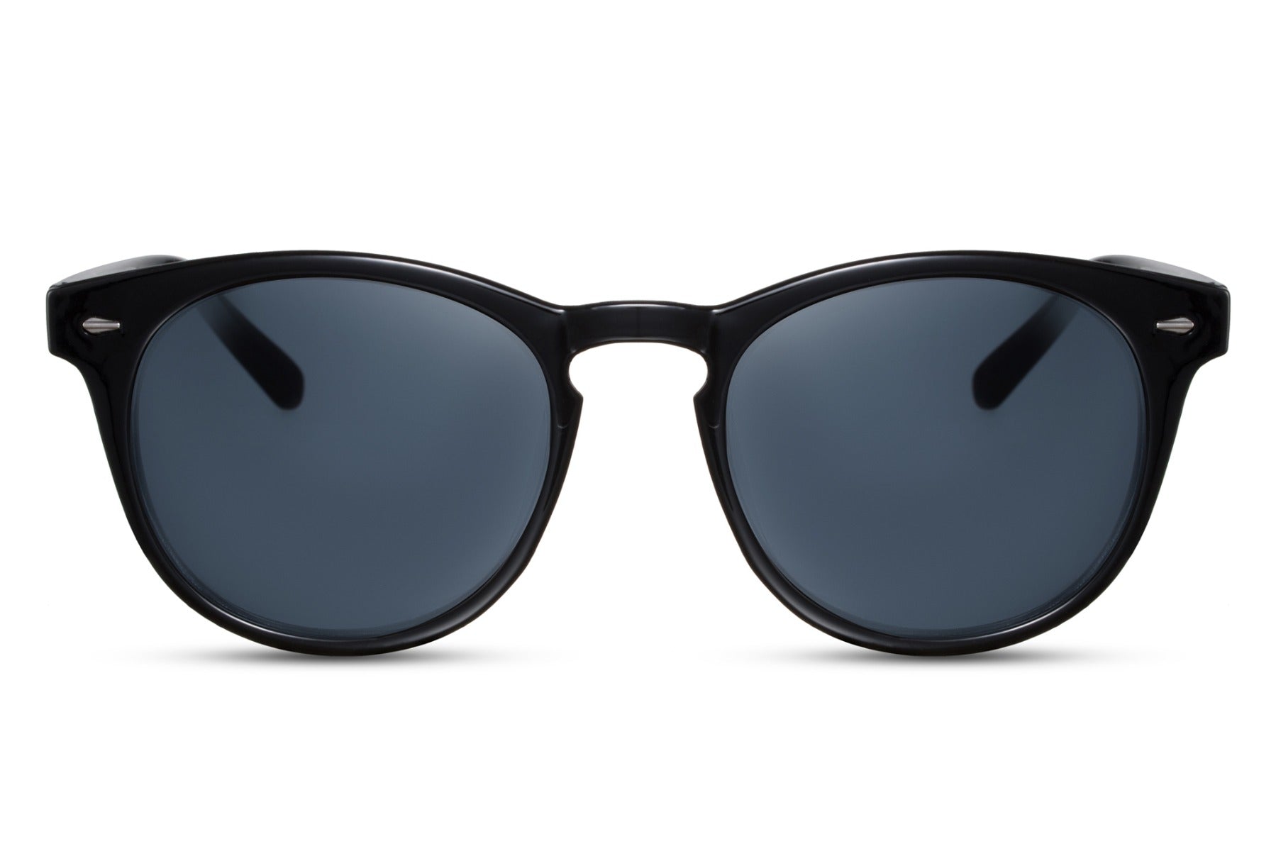 Classic Round Black Sunglasses with Silver Detailing