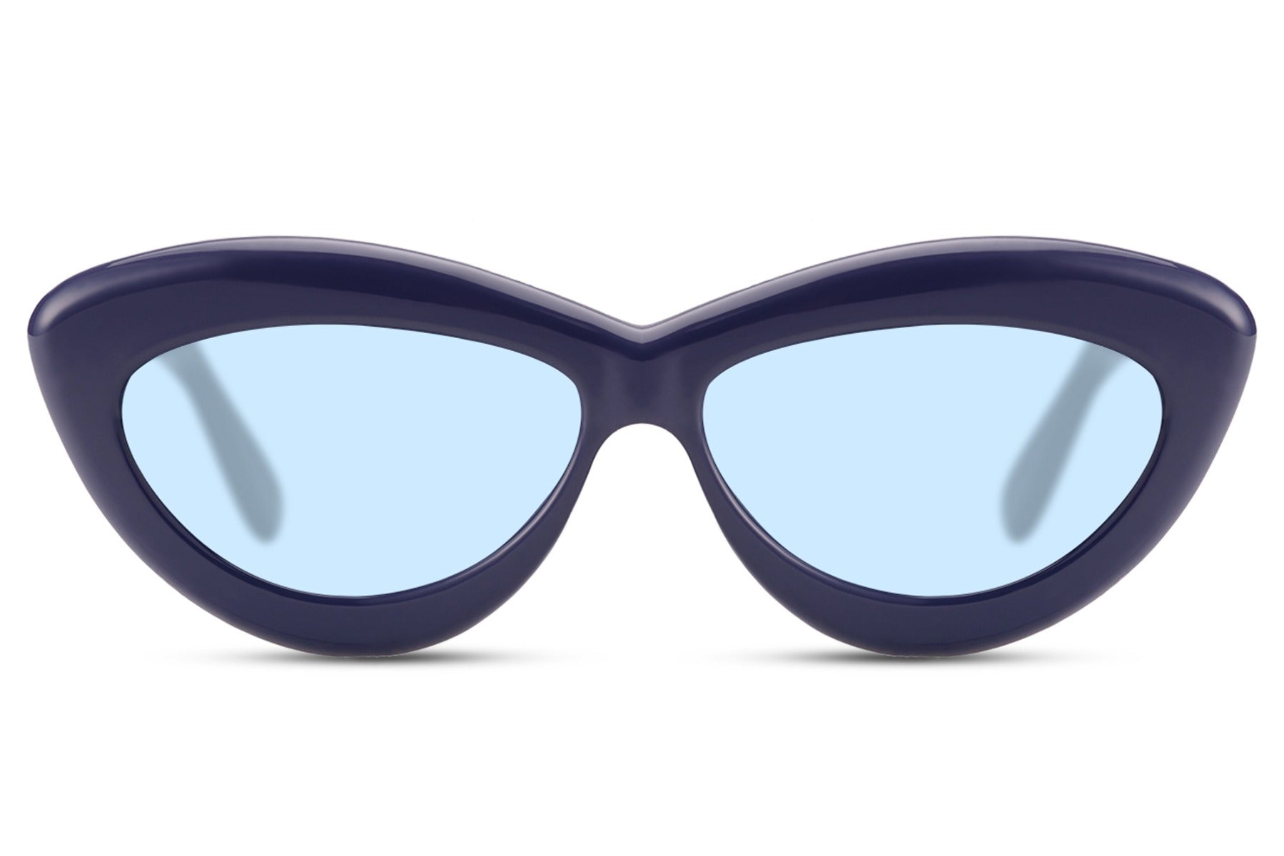 Ladies Trendy Sunglasses in Modern Navy Blue Cat-Eye with Light Blue Lenses  - Kat