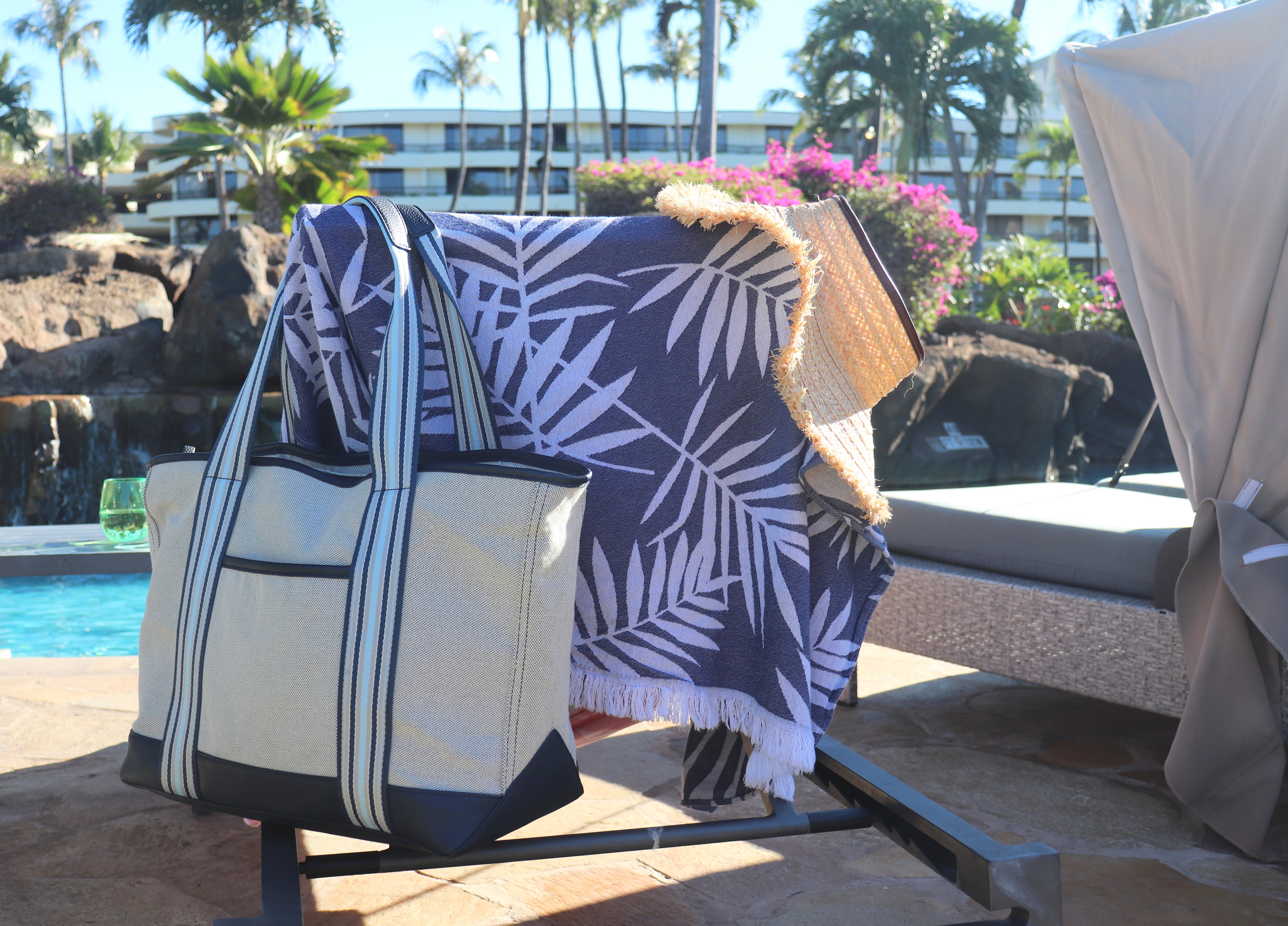 Capri Stripe Tote - Navy