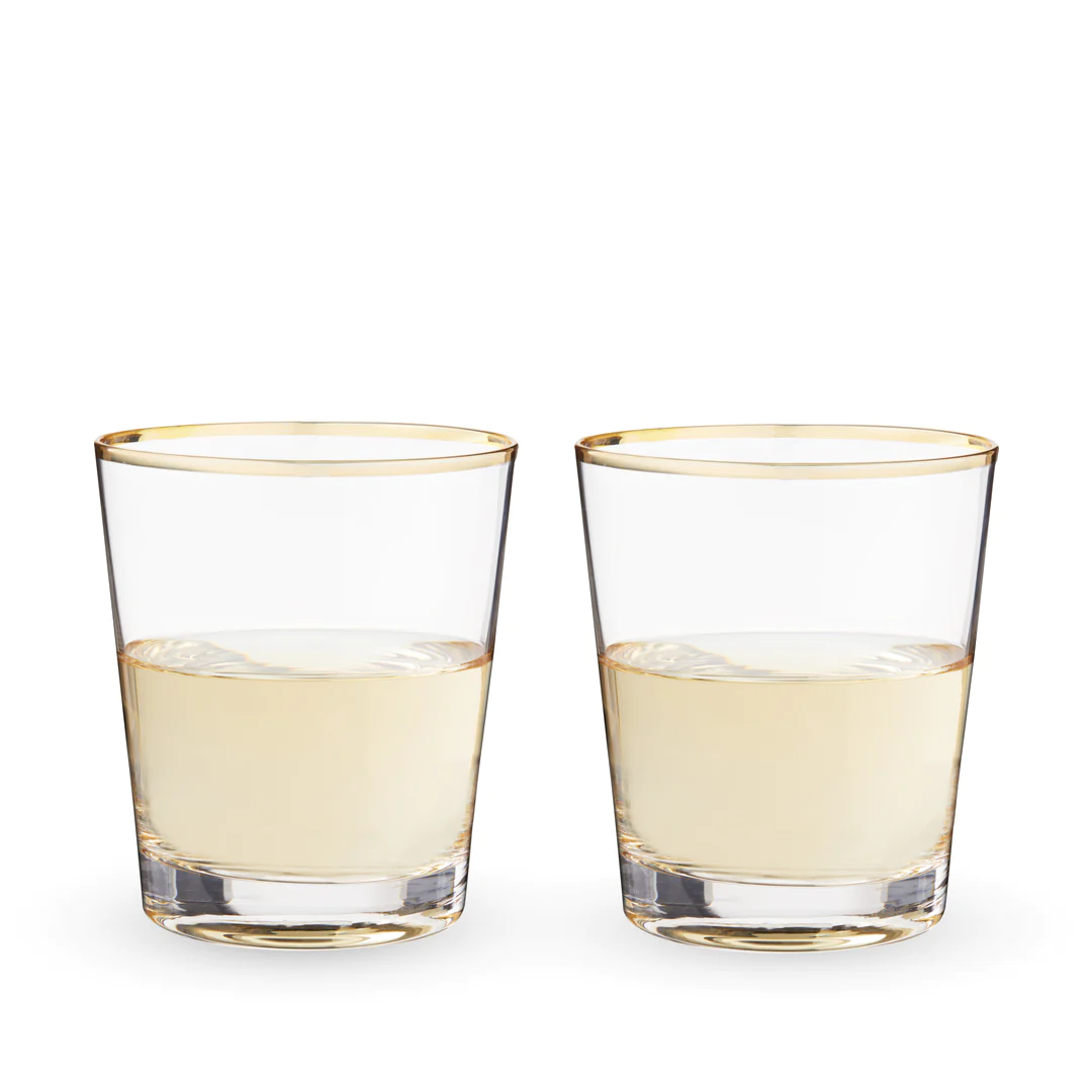 Gilded Rim Glass Tumblers - Set of Two (Gold Rim)