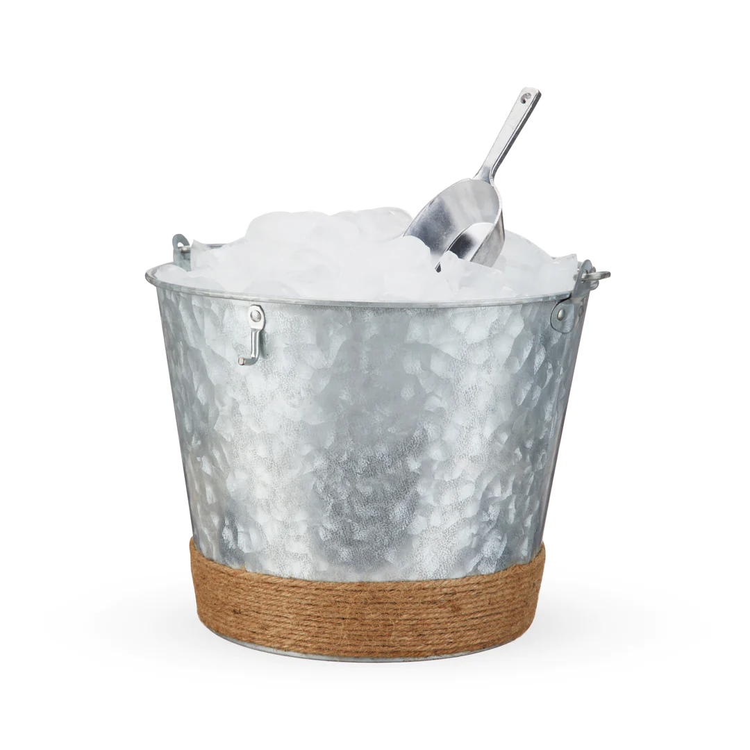 Jute Wrapped Galvanized Ice Bucket