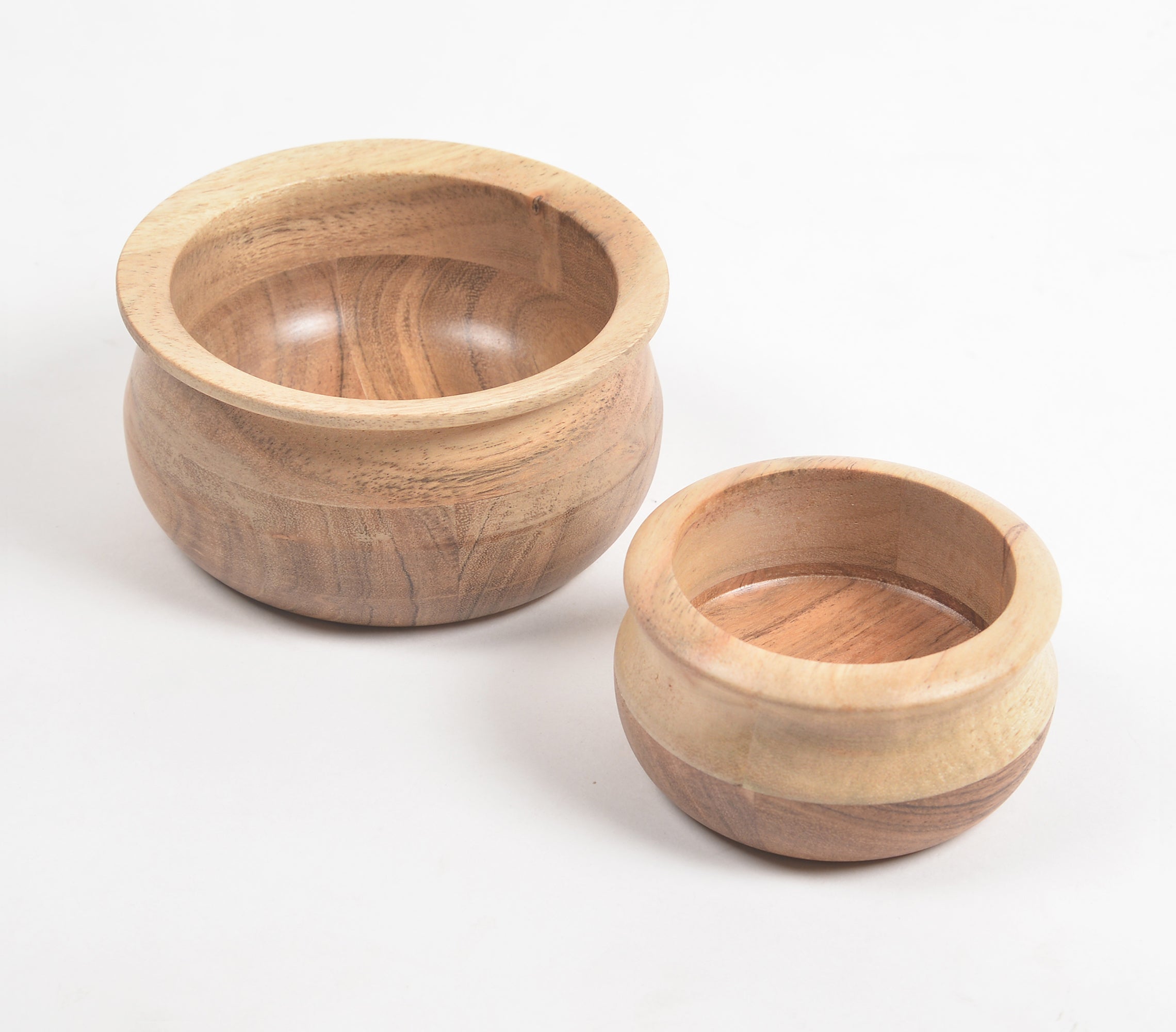 Acacia Wood Nesting Snack Bowls - Set of 2