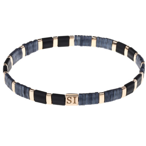 Miyuki Tila Stretch Bracelet - Black & Charcoal