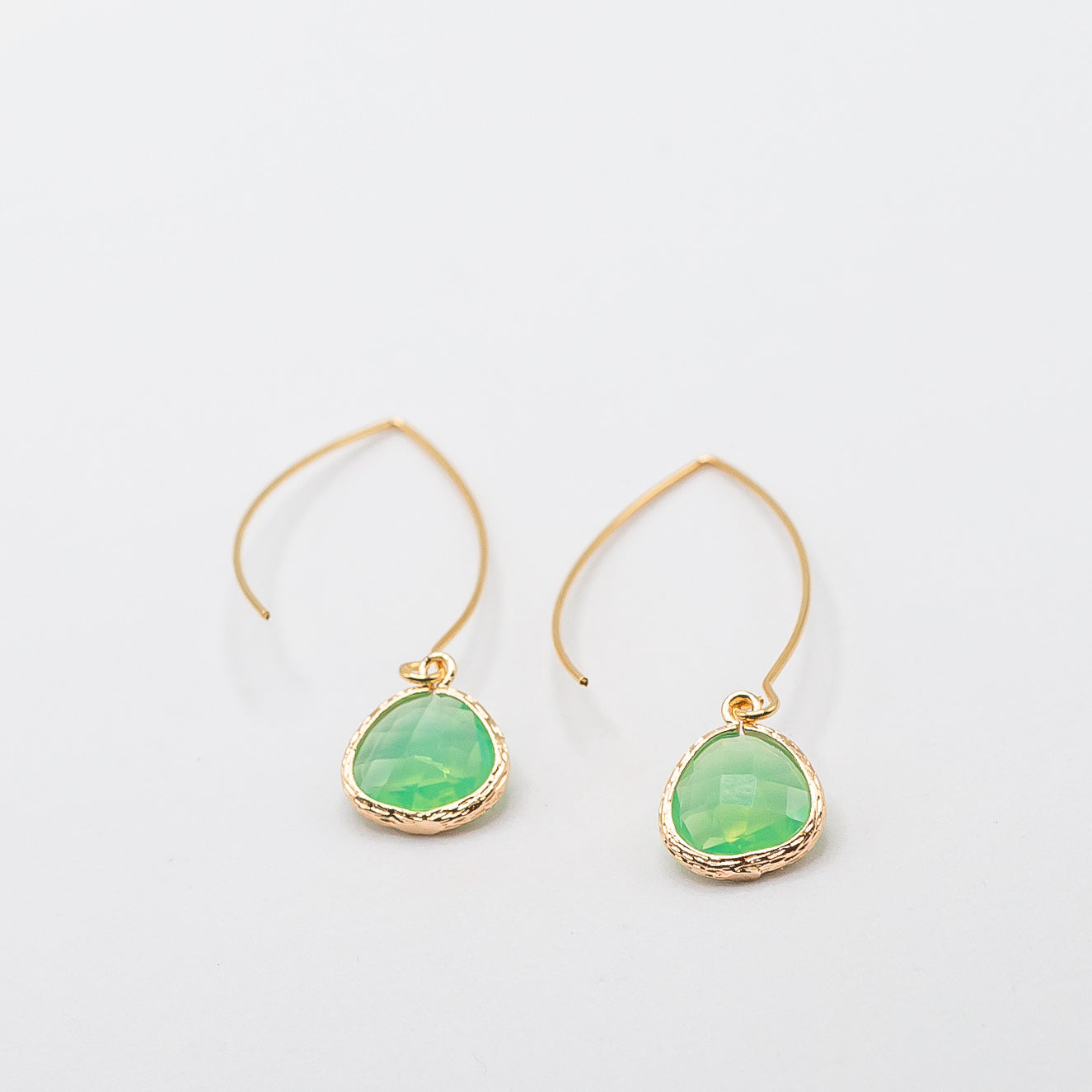 Gold Thread Through Earrings with Gemstone Drop - Tide